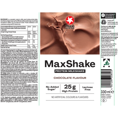 Maxi Nutrition MaxShake Proteinový čokoládový mléčný koktejl 330 ml 330 ml