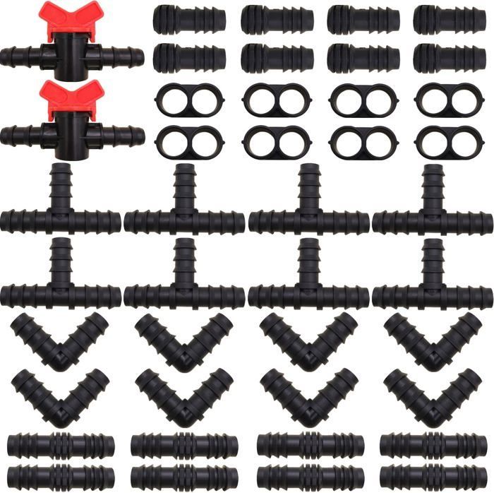 Kit de accesorios para riego, conectores de manguera de riego de 16 mm, para sistemas de riego por goteo, jardín (42 piezas)