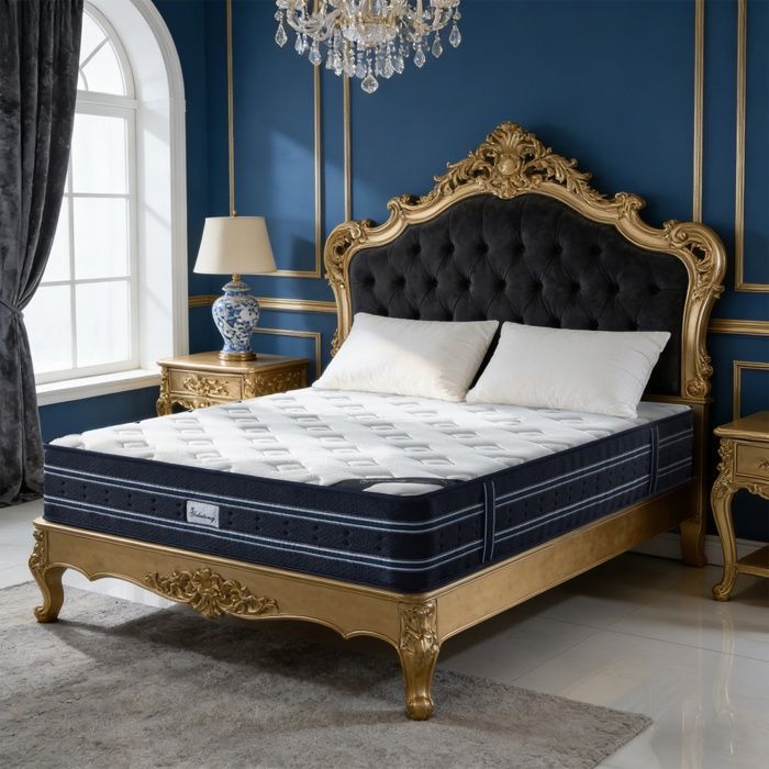 Colchón Premium de Espuma Viscoelástica, 140 x 190 cm, 28 cm de grosor, firmeza media, espuma híbrida y muelles ensacados, 8 zonas ergonómicas.