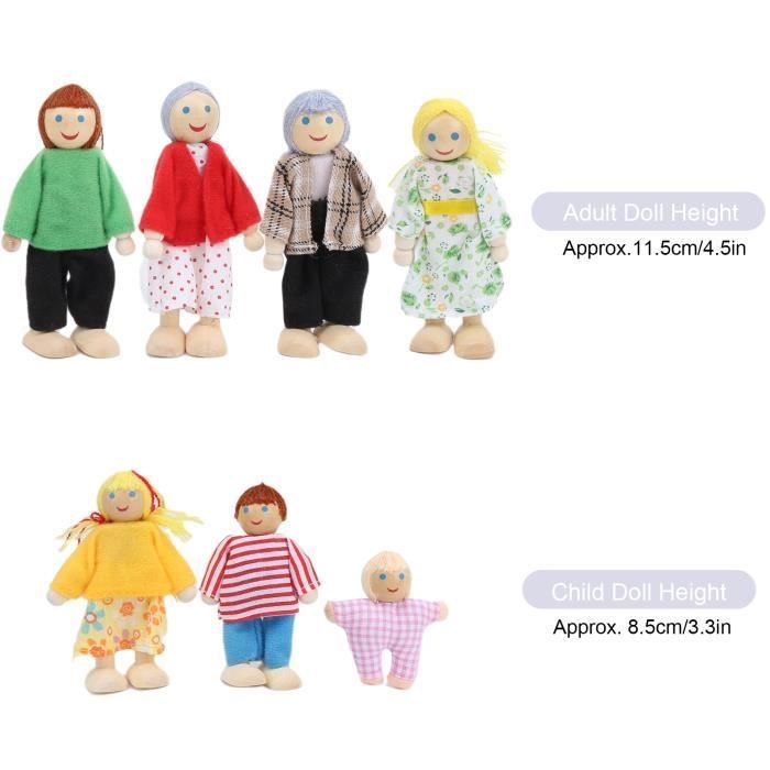 Miniature Family Doll Figurines, Pin-Shaped People Toys, Ornament, Educational Dollhouse Accessory, DQ FRANCE