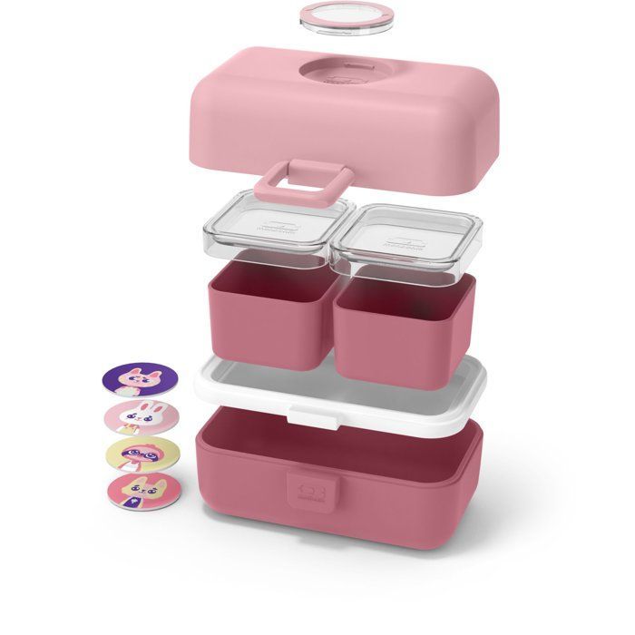 Fiambrera infantil - MONBENTO - 3 compartimentos - Libre de BPA - MB Tresor Rose Blush