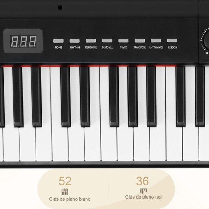 ALIGHTUP - 88 touches clavier pour piano avec Support de Piano,Casque, Sac de Transport,Piano numérique  - Noir