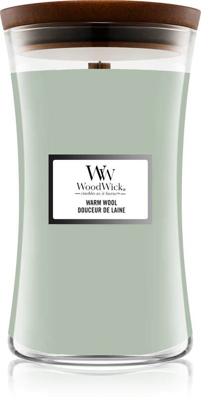 „Woodwick“ šilta vilnonė kvapioji žvakė su medine dagtimi