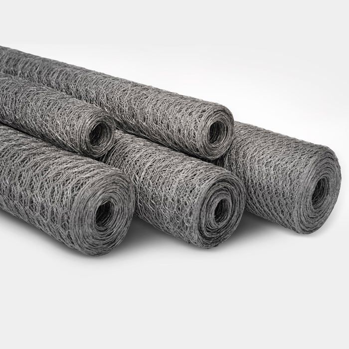 Rete metallica a tripla torsione, zincata, a maglia esagonale, dimensione delle maglie 13 mm, 100 cm x 10 m