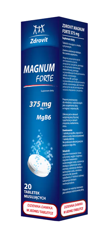 Zdrovit Magnum Forte 375 mg, Tabletki musujące