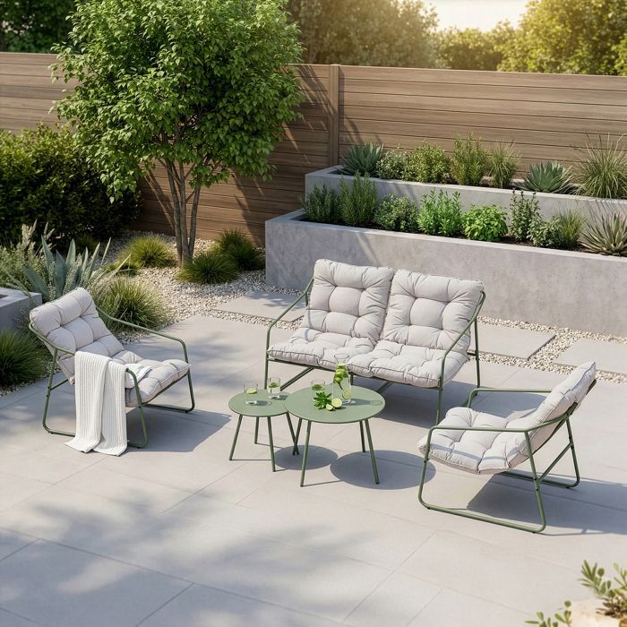 Ensemble de meubles de jardin Kivanta 5 pièces vert clair