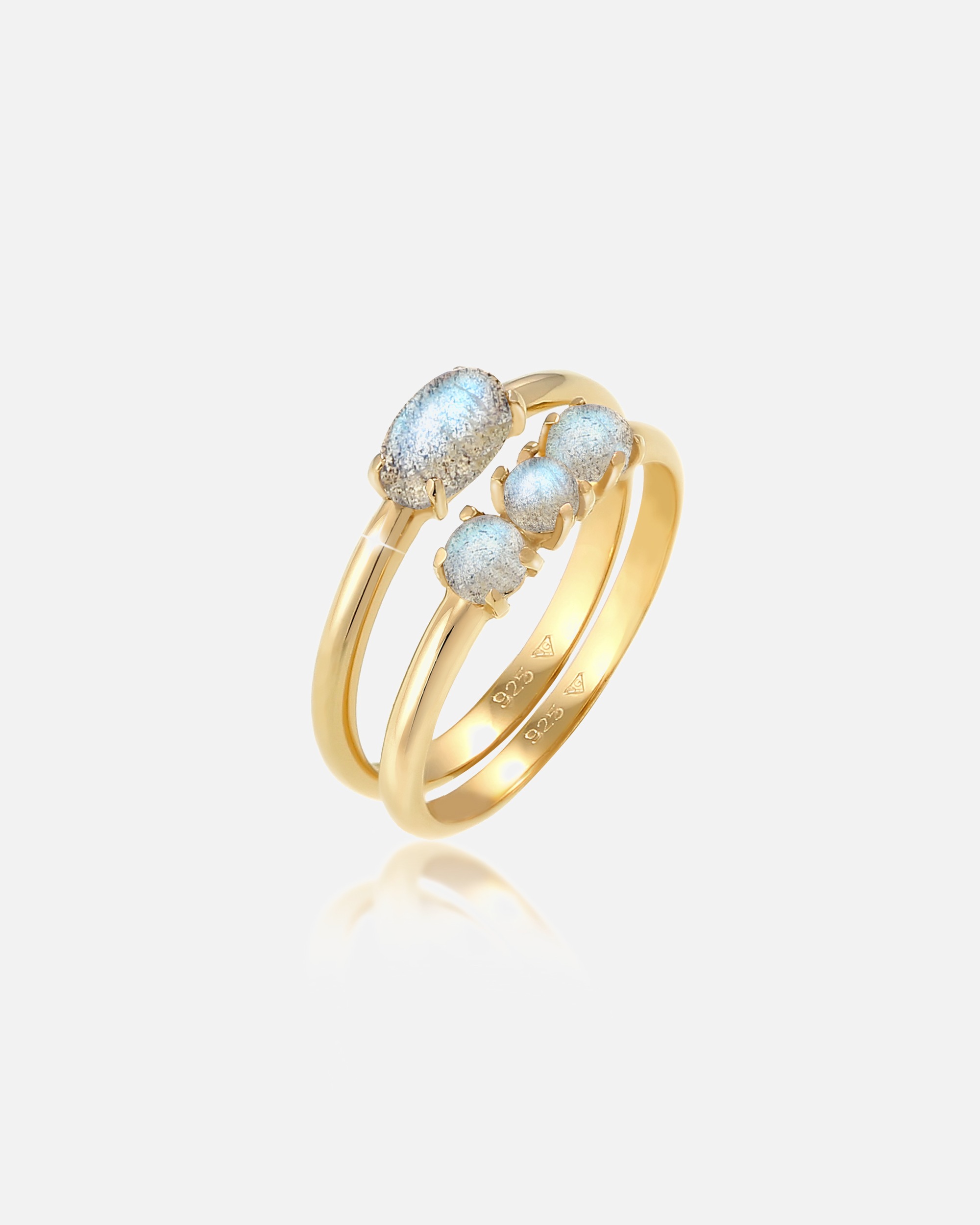 Elli Ensemble Labradorite Vintage Bague Femme - (925/1000) Argent