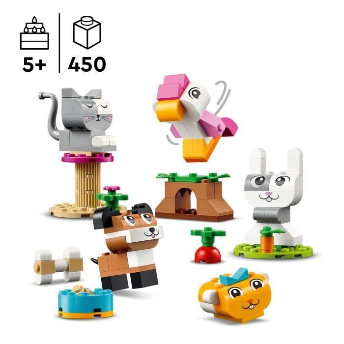 LEGO® 11034 Conjunto Clássico de Brinquedos Animais de Estimação Criativos com Animais: Cão, Gato, Coelho, Hamster e Pássaro