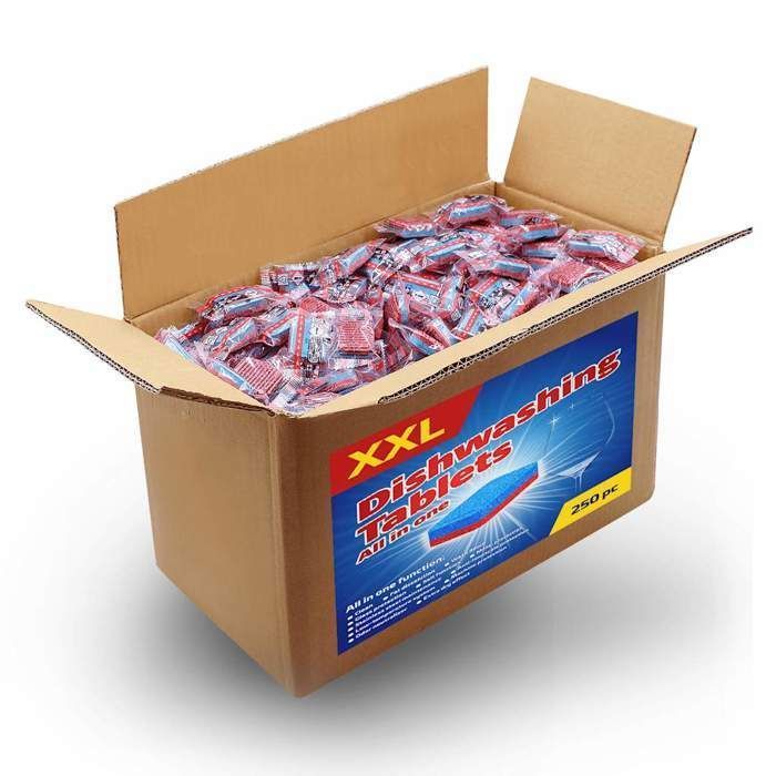 vidaXL Tablettes Lave-Vaisselle 12-en-1 250 pcs, 4,5 kg, Détergent Multifonction Sans Phosphate, Parfum Citron 30143