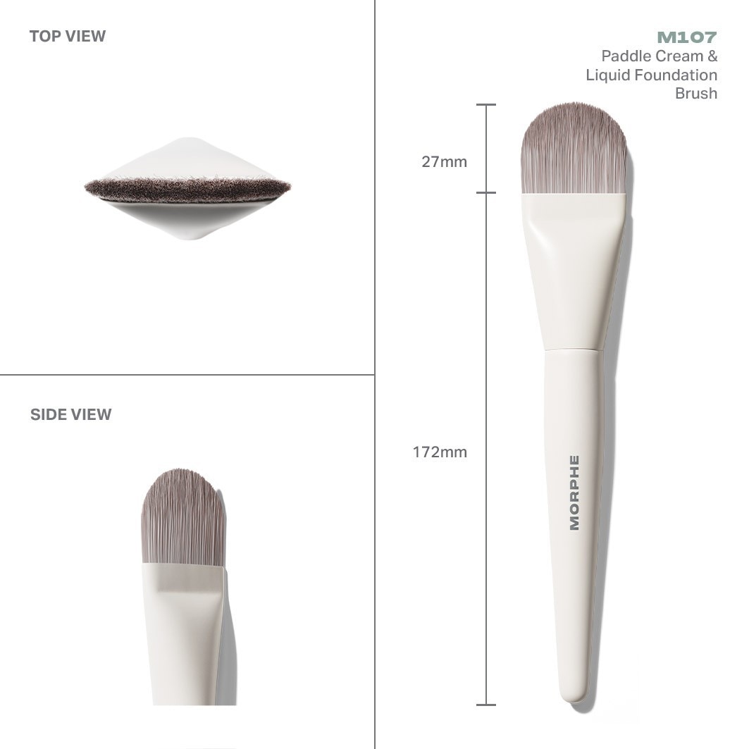 Pędzel do podkładu Morphe Foundation Brush M107, płaski, do podkładów kremowych i płynnych – 1 sztuka