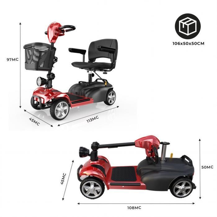 X02 Electric Scooter - 4 Wheels - 25 km Range - 3 Speeds - Headlight and Horn Included - 136 kg - Swivel Seat