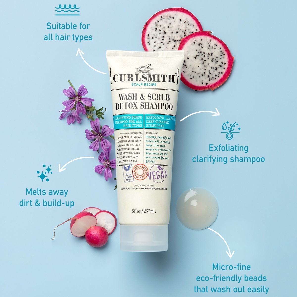 „Curlsmith Wash & Peel“ detoksikuojantis šampūnas – 237 ml