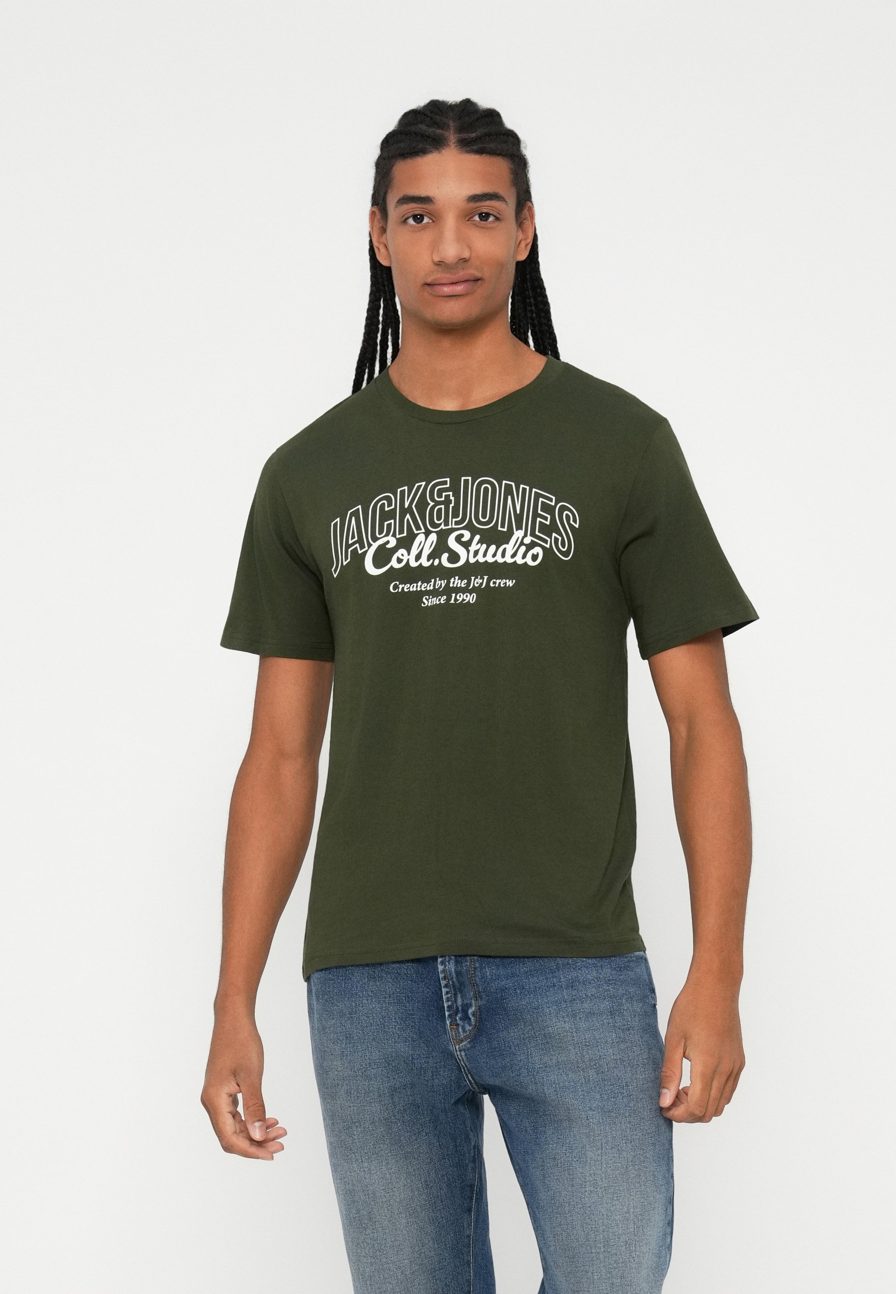 Jack & Jones JJMAKOTO TEE 5er-Pack – Bedruckte T-Shirts – Weiß/Antik/Duftbraun/Schwarz/Himmelblau