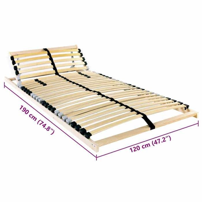 Base de cama moderna de láminas para adultos - Contemporánea - Negro y gris 120 x 190 cm Madera@FR(7337008)
