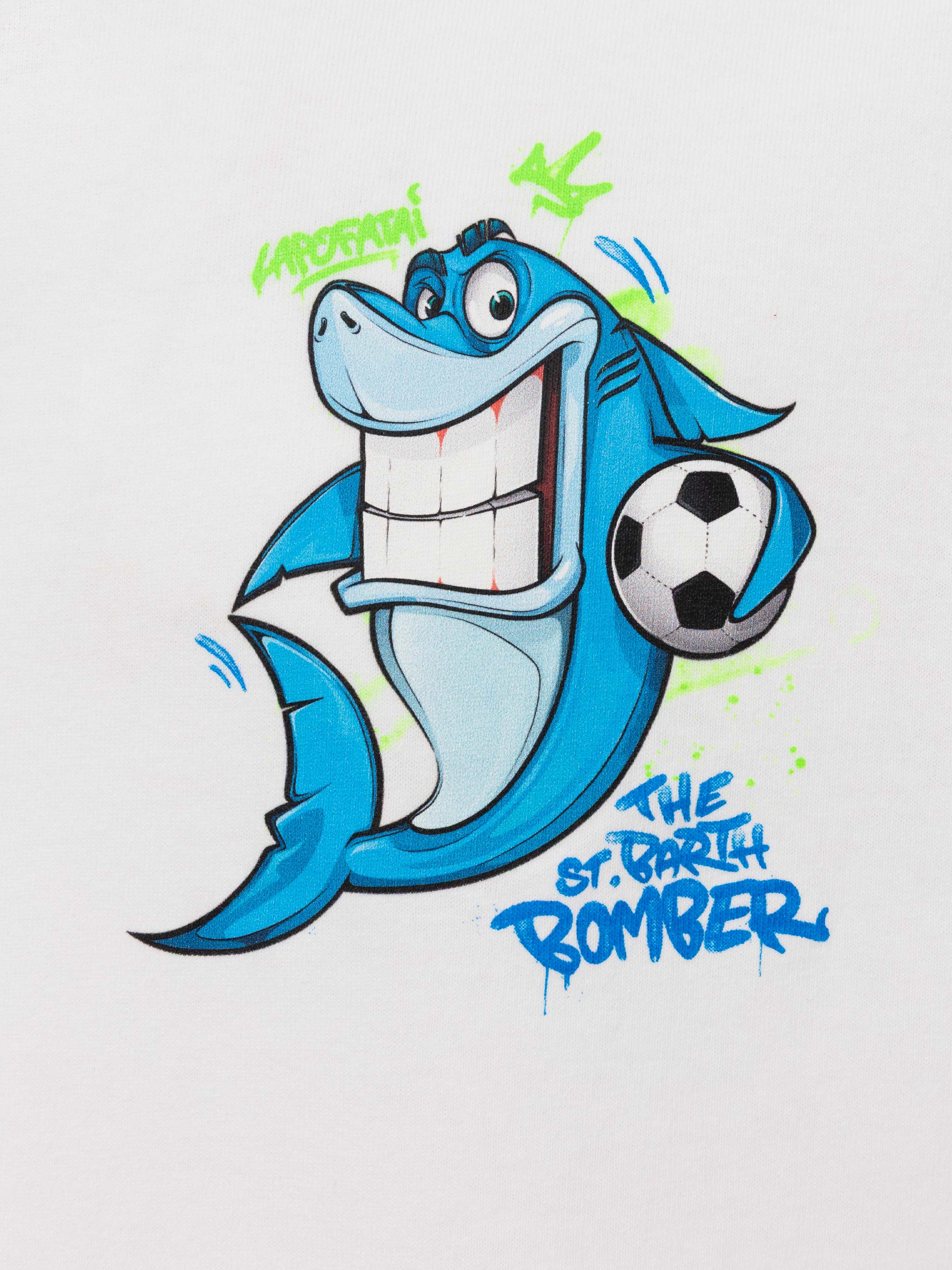 Heren katoenen T-shirt met Cryptopuppets Shark Bomber-print | CRYPTOPU