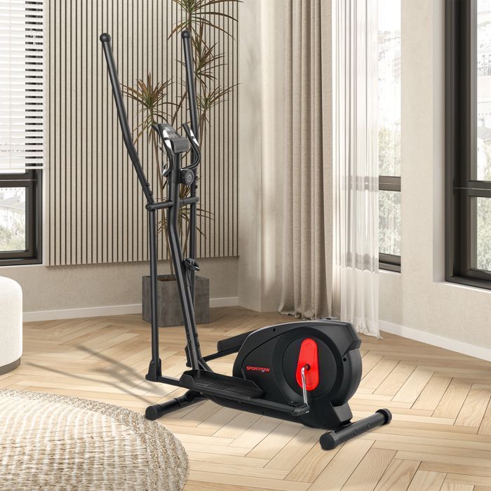Crosstrainer - SPORTNOW - til hjemmebrug - ultra-stille - magnetisk, 8 modstandsniveauer - LED-display, pulssensor - sort