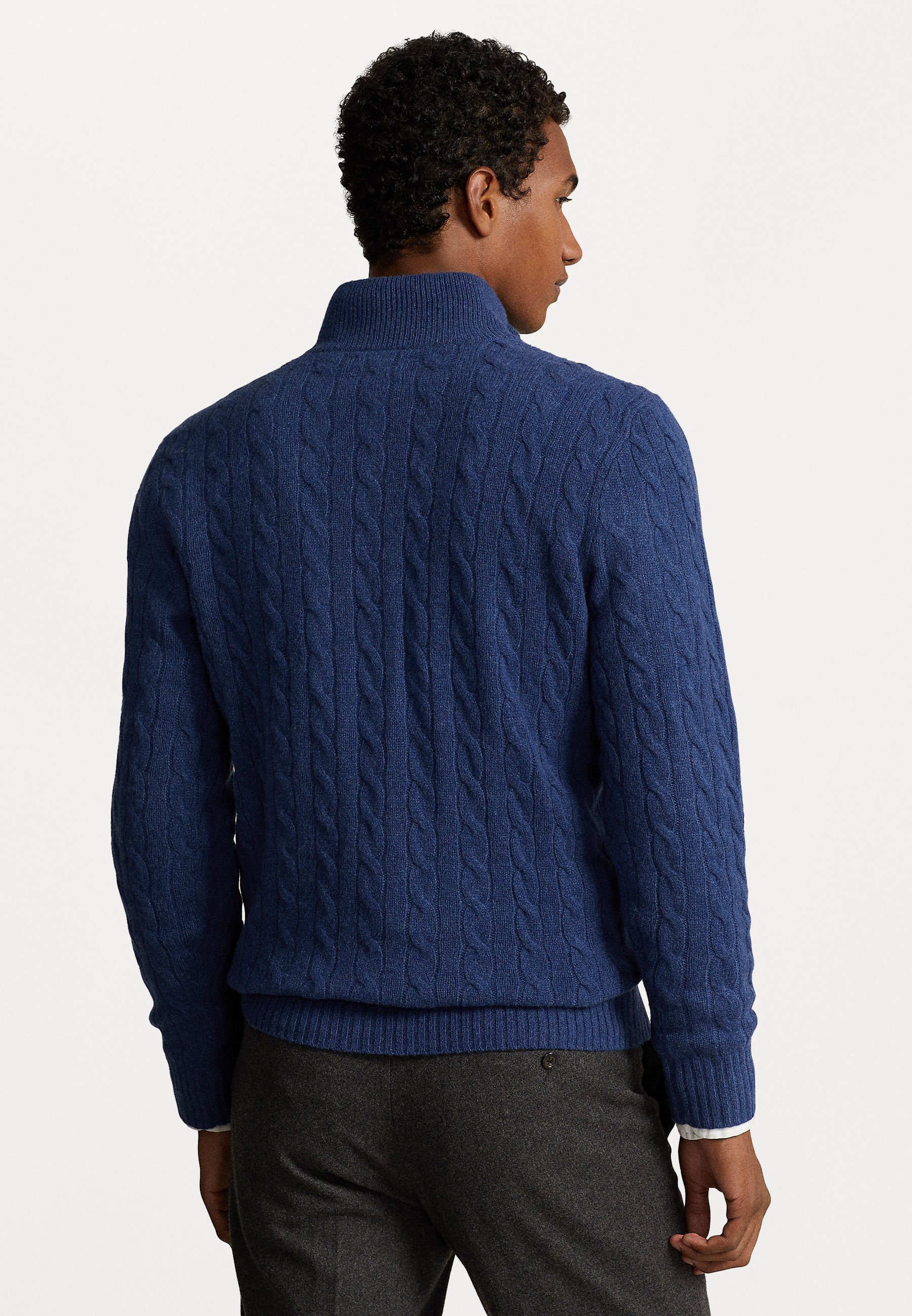 Maglione Polo Ralph Lauren in lana e cashmere a trecce - Maglione - grigio melange blu navy rustico