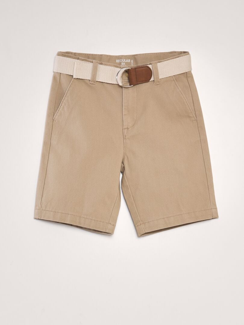 Pantalones cortos chinos + cinturón - BEIGE