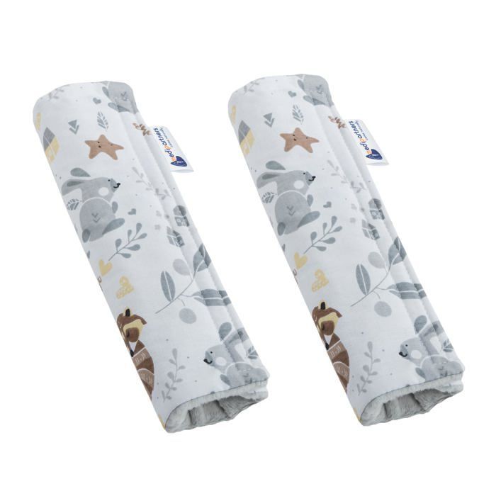 Children's 2-Piece Belt Cover Set, 17x22cm, 100% Cotton Minky Fabric, Deer with Grey Minky, Medi Partners