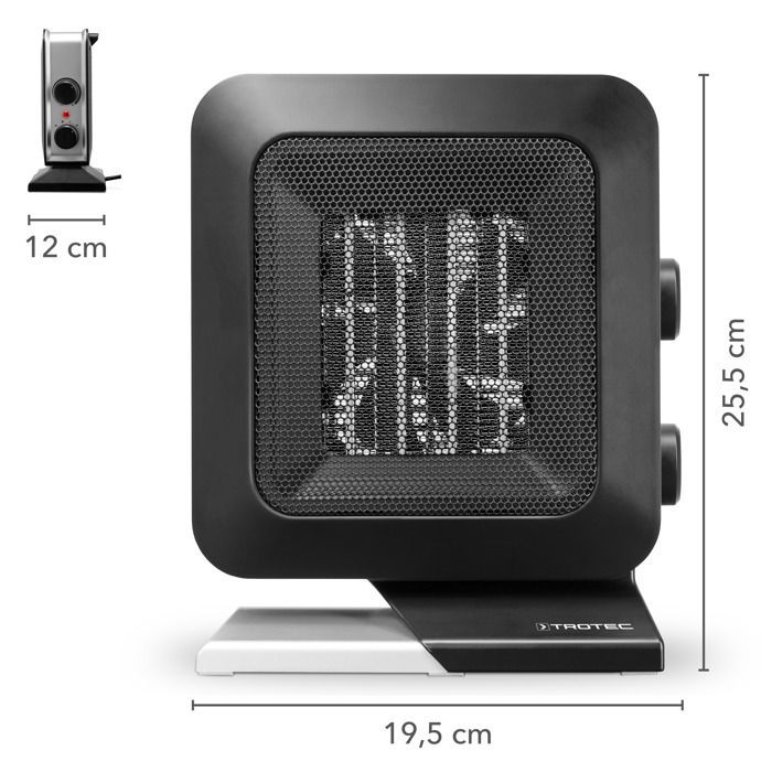 Chauffage soufflant céramique TROTEC TFC 13 E - 1400 watts - 2 allures - Noir/argenté - Convection - Electrique