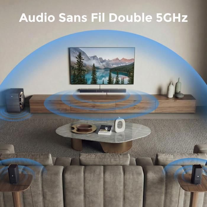 ULTIMEA Soundbar – Skywave-Serie – 7.1.4-Kanal-System mit Surround-Lautsprechern – mit 10-Zoll-Funk-Subwoofer – 980 W
