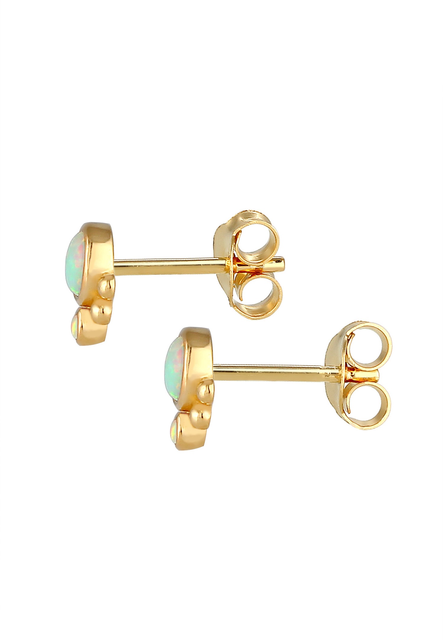 Elli Pointes rondes pour dames avec Opal Vintage en 925/1000 argent massif et plaqué or