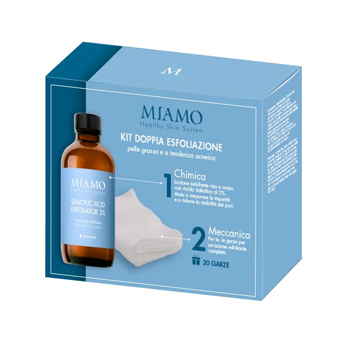 MIAMO Miamo Acnever Loción Exfoliante con Ácido Salicílico al 2% y Gasa Exfoliante