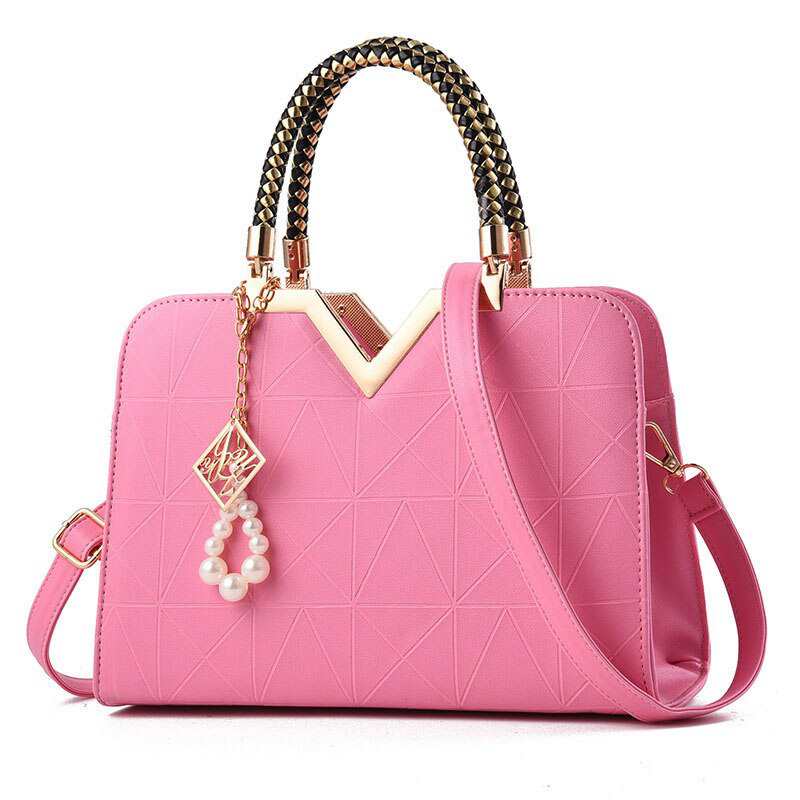 Sac à main de créateur pour femme, sac grande capacité pour femme à petit prix, grand sac à main avec anses rose et noir de luxe.