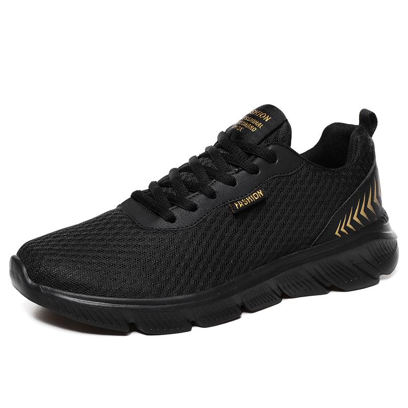 VEAMORS Scarpe da ginnastica da uomo nere traspiranti e comode con lacci in mesh, scarpe casual antiscivolo con assorbimento degli urti, scarpe da ginnastica basse