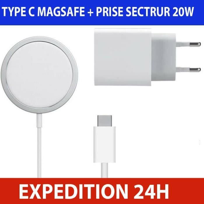 Cargador inalámbrico - Compatible con MagSafe - iPhone 14/13/12/11 - Carga rápida - USB-C - Blanco