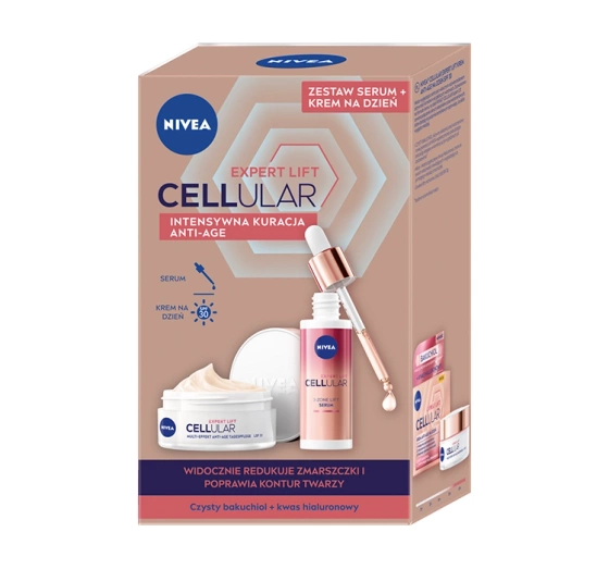 NIVEA Cellular Expert Lift zestaw kosmetyków do pielęgnacji twarzy serum 30 ml   krem do twarzy na dzień 30 ml