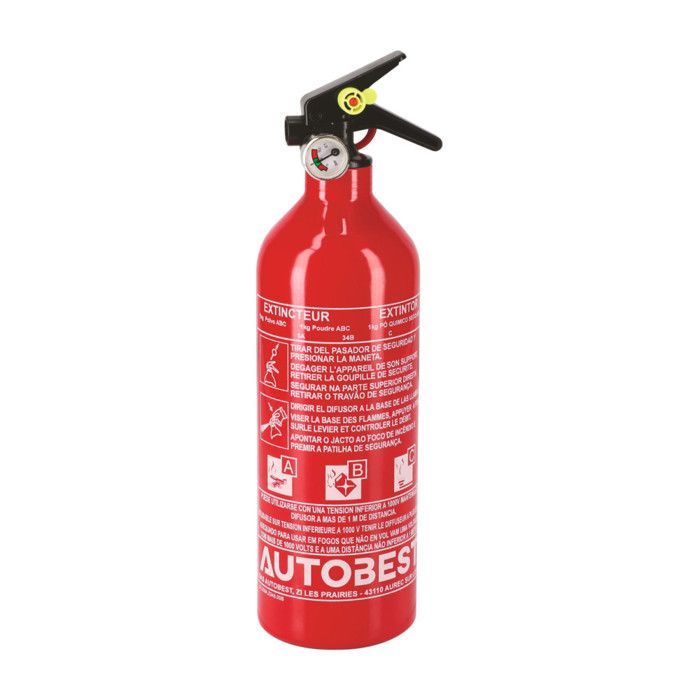Extincteur 1kg à poudre classe ABC avec manomètre - AUTOBEST