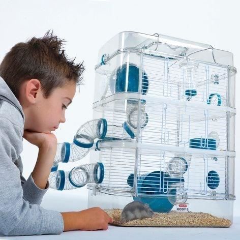 3-laags kooi - ZOLUX - Rody3 Trio - Voor hamsters, muizen en gerbils - L 41 x B 27 x H 53 cm - Blauw