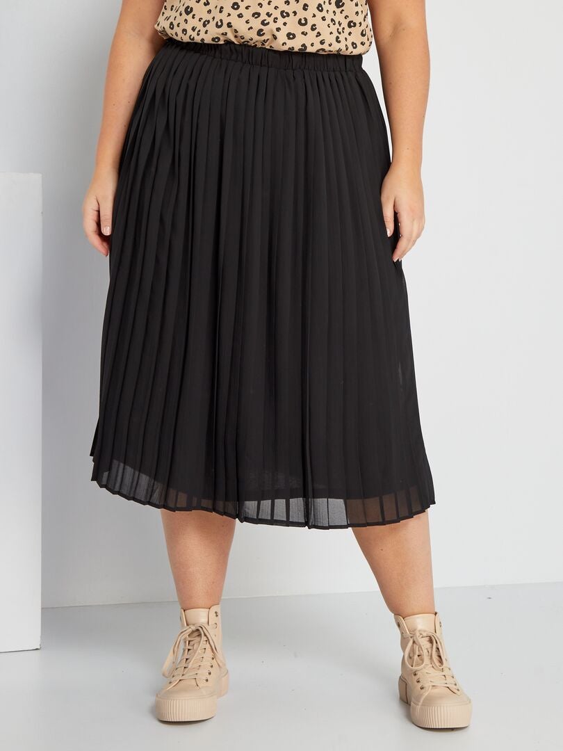 Falda midi plisada - Negra
