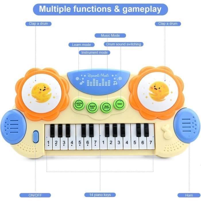 Kinderpiano, 14 toetsen, kinderpiano, keyboard voor kinderen, educatief speelgoed voor jonge kinderen, speelgoed om muziek te leren spelen