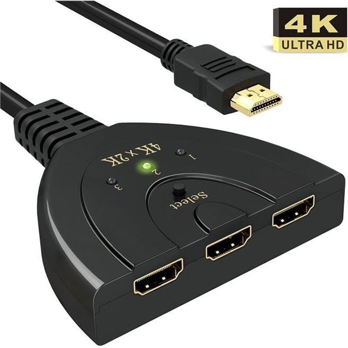 Conmutador HDMI - SODIAL - 4K - 3 puertos - Compatible con 3D