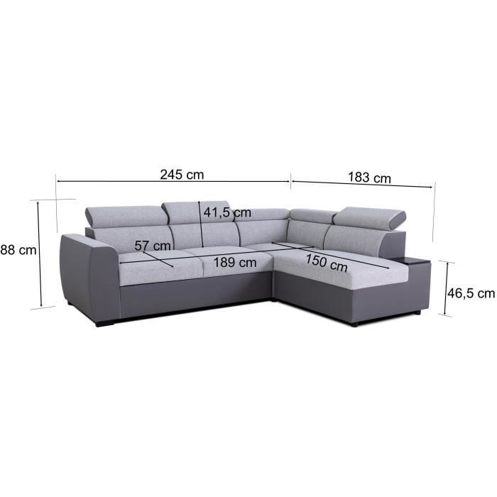 Omkeerbare hoekbank - 4/5 zitplaatsen - KELIO - Antraciet/grijze stof - 3 stoelen - 245 x 184 x 77/87 cm