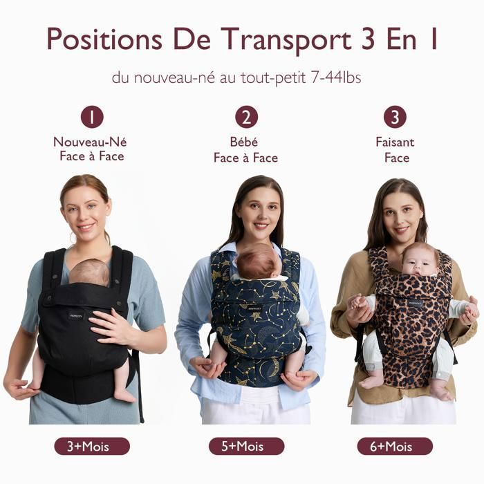 Momcozy-kantoreppu, ergonominen kantoreppu, sopii vauvoille 3,2–20 kg, tähtitaivas