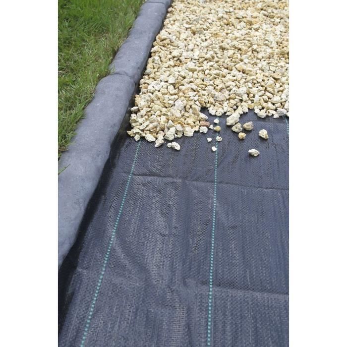 Toile de paillage paysages noire 1 x 25 m, traité anti UV, 100 g/m² - Bâche de sol anti mauvaises herbes