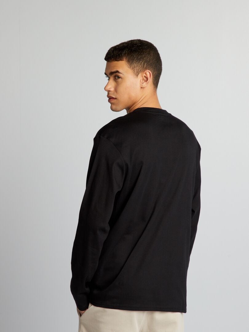 Henley-hals T-shirt - zwart