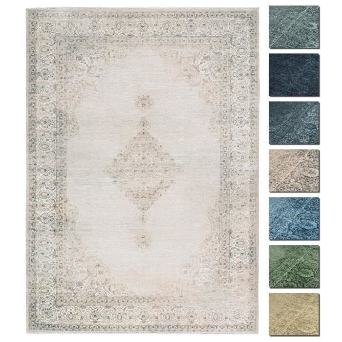 Hallway Runner Rug - TESSO LIVING - Berere Short Pile Washable - Sand - Cotton and Polyester - 120 x 160 cm