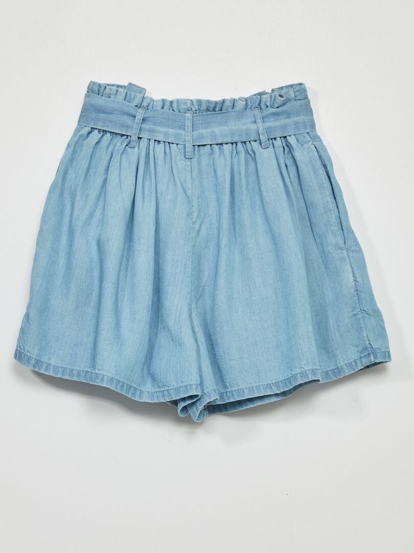 Korte broek in paperbag-stijl - blauw