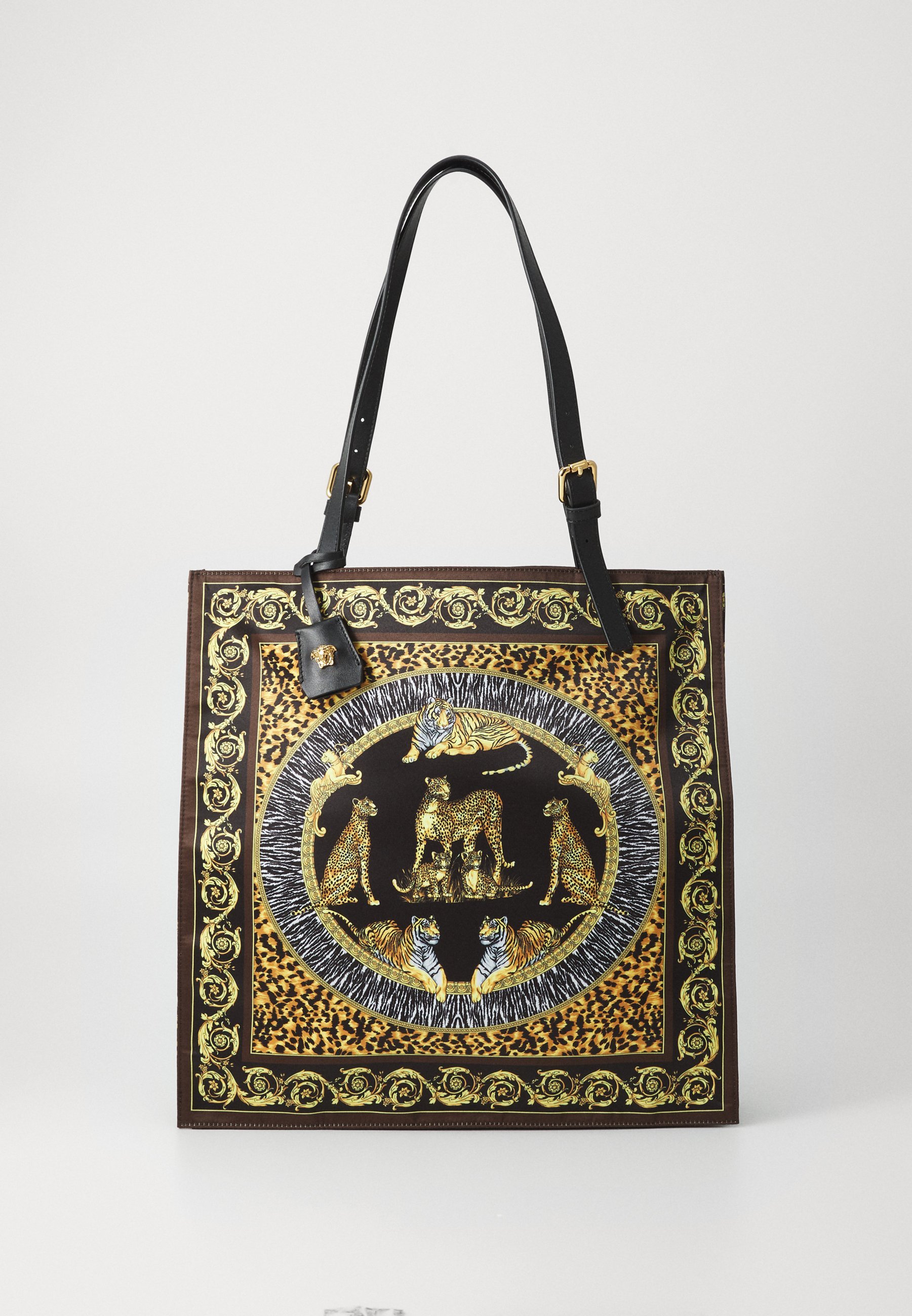 Versace TOTE PRINT FABRIC WILD CATS UNISEX - Taška přes rameno - black/black