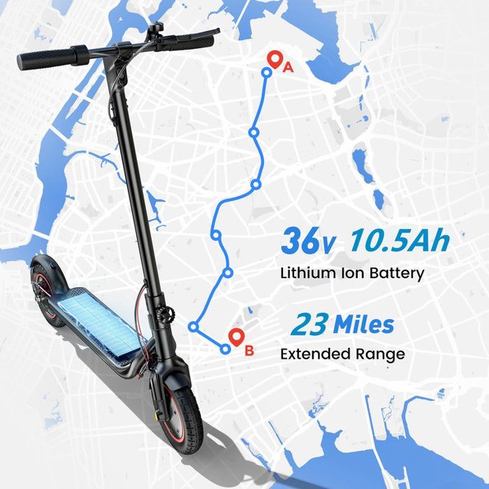 Patinete eléctrico plegable AGILERIDE AS-B3 de 10 pulgadas para adultos, autonomía de 27 a 37 km, batería de 36 V y 10,5 Ah, motor de 500 W.