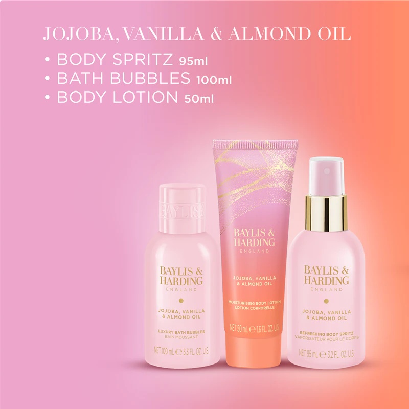 Baylis & Harding Jojobas, vaniļas un mandeļu eļļas ķermeņa dāvanu komplekts