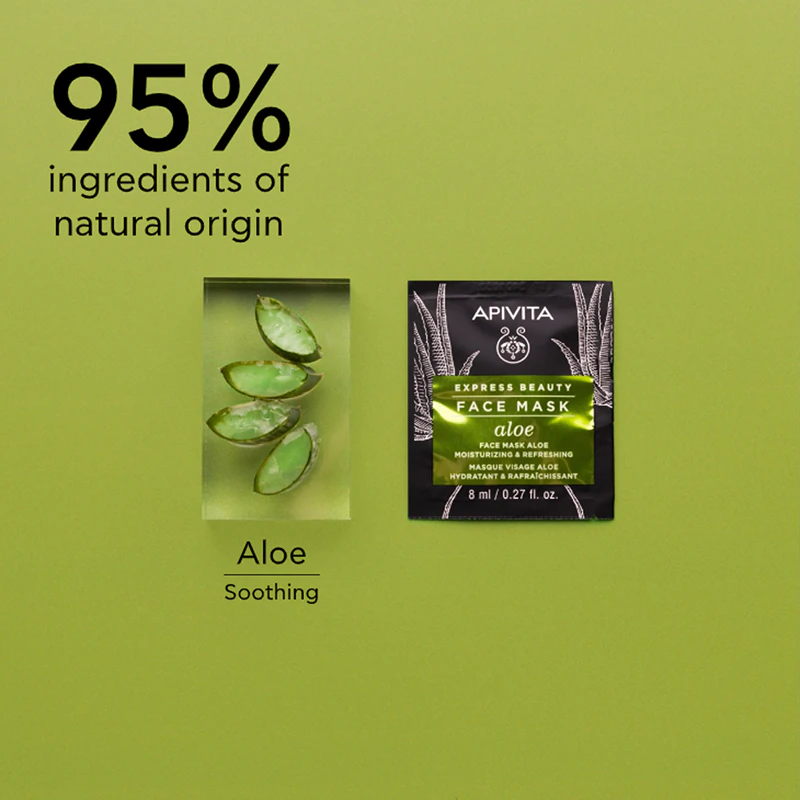 Máscara facial hidratante e refrescante de aloe vera Apivita Express Beauty