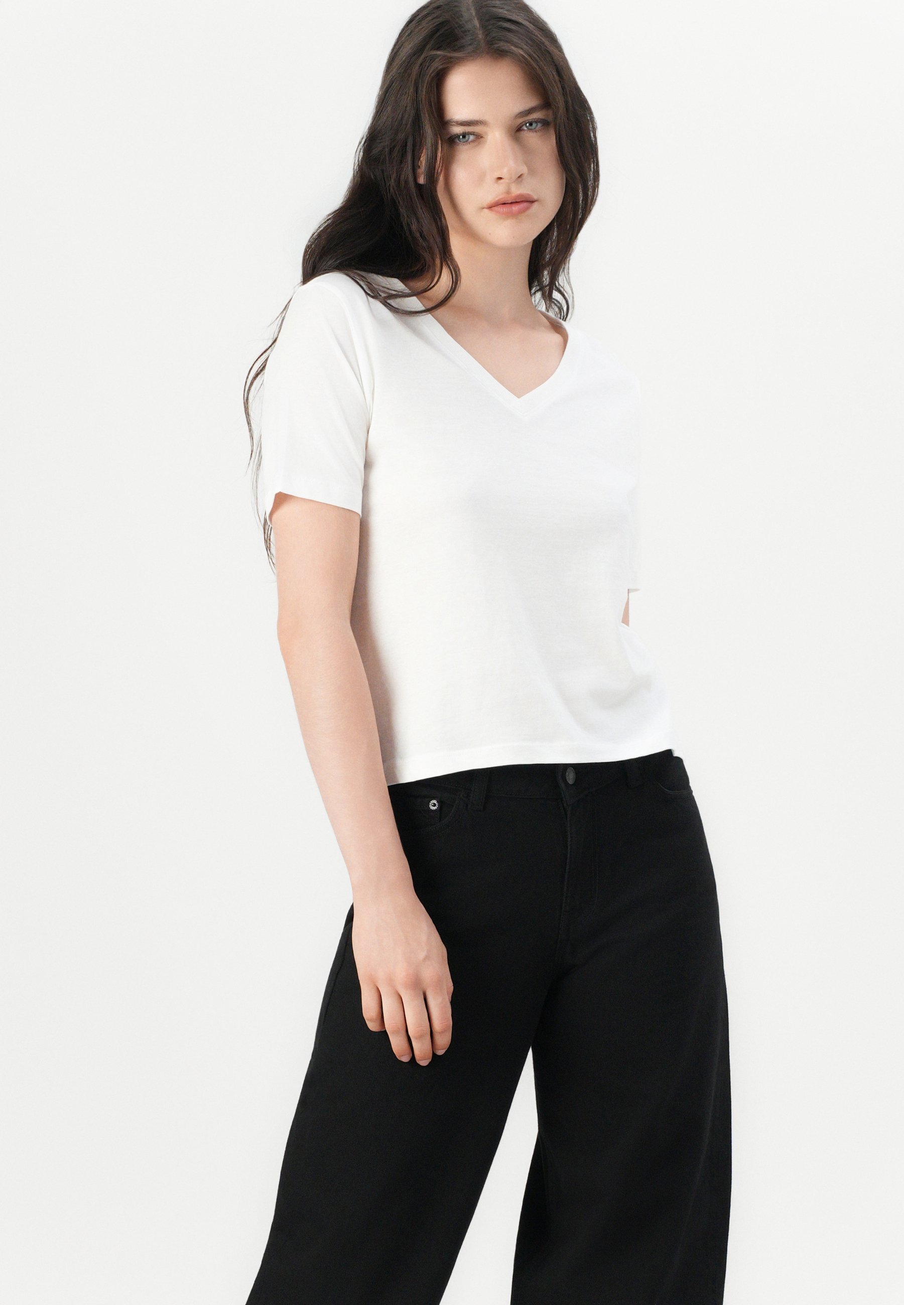 JDY JDYREX V NECK PACK 2 T-shirt basic - black/cloud dancer