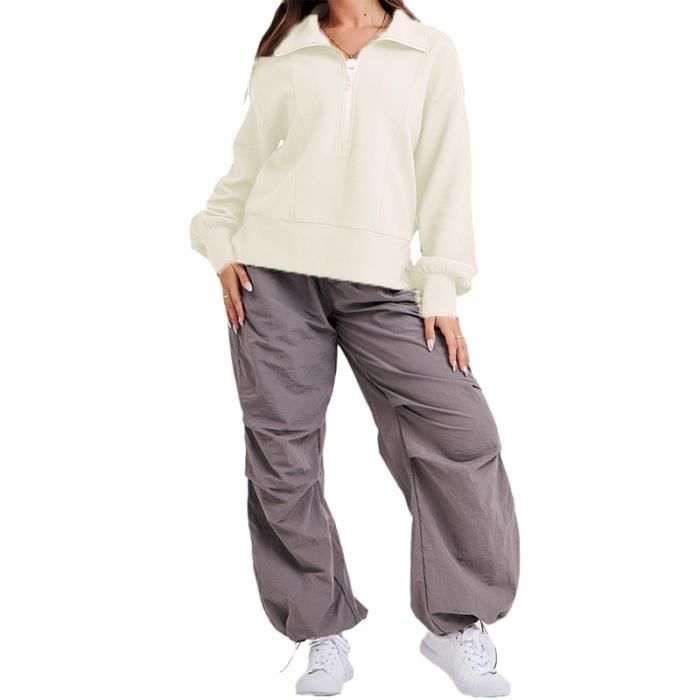 Sudadera de mujer - FONDUPIN - Manga larga - Cuello con cremallera - Amarilla