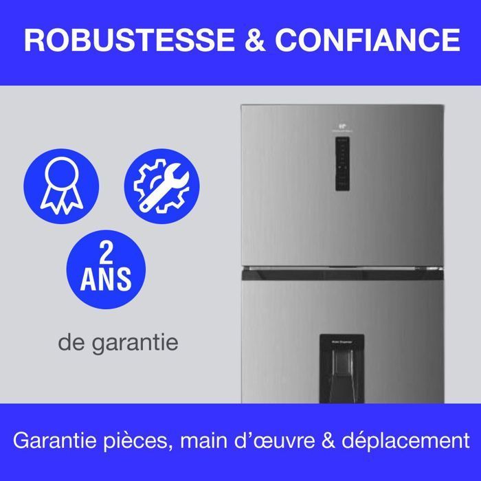 Frigorifero Continental Edison con congelatore superiore - 413 litri - Total No Frost - acciaio inox - L70 cm x H178 cm