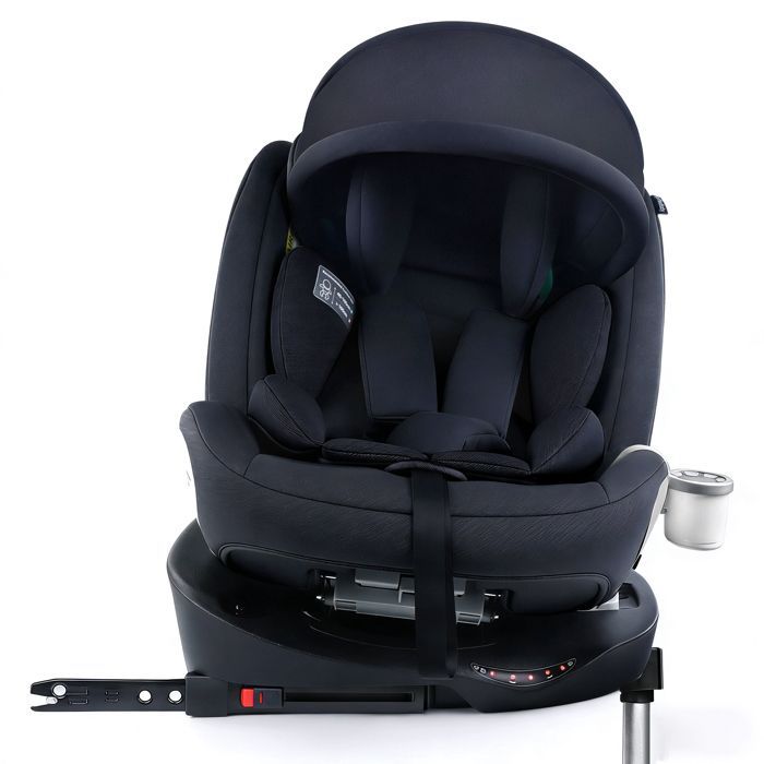 Cadeira auto giratória 360° i-Size - ISOFIX - 40-150 cm de 0 a 12 anos (0-36 kg) - Capota e porta-copos - Encosto de cabeça ajustável - Preta